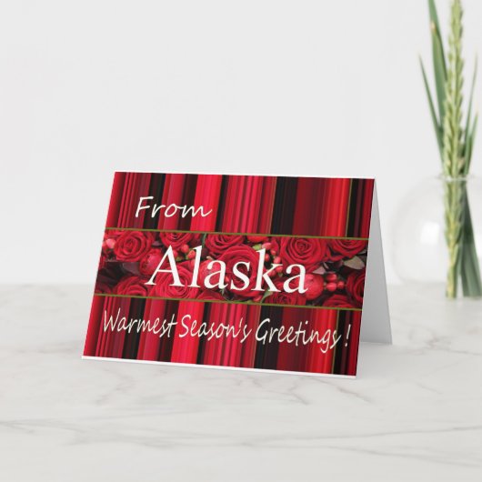 Alaska kerstKaart met rozen Feestdagen Kaart (Voorkant)
