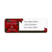 Alaska Kerstmis Poinsettia Return Address Label