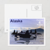 Alaska Killer Whales Stamp Briefkaart (Voorkant / Achterkant)