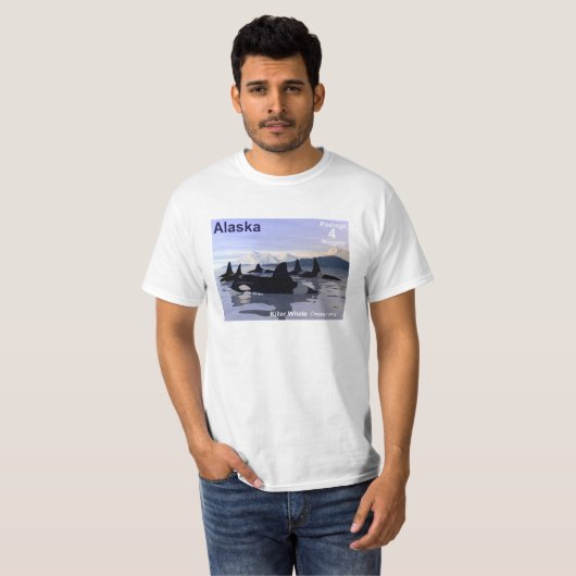 Alaska Killer Whales Stamp T-shirt (Voorkant volledig)