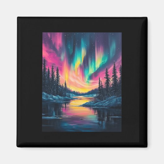 Alaska Landschap Aurora Borealis Noorderlicht V Magneet (Voorkant)