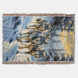 Alaska Landschap Wild Wolf Pack Winter Scene Deken