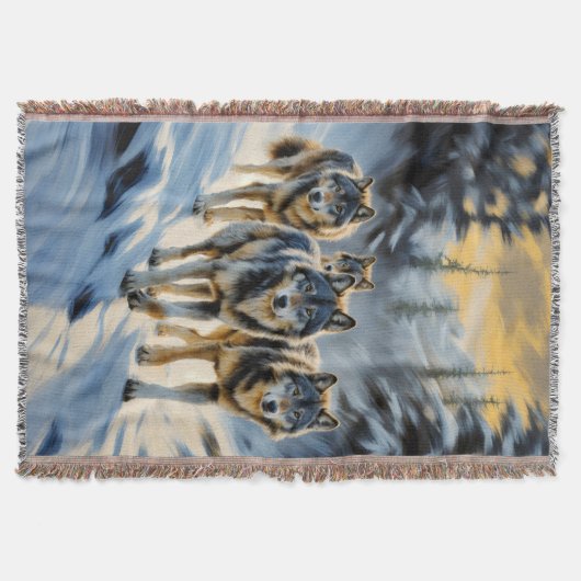 Alaska Landschap Wild Wolf Pack Winter Scene Deken (Voorkant)