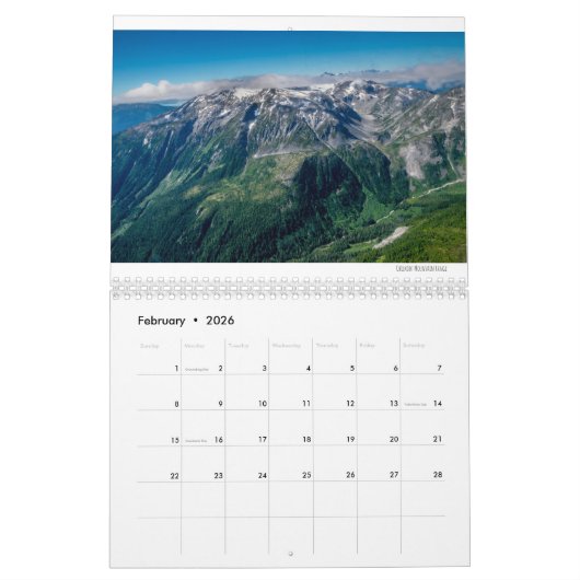 Alaska-landschappen Kalender (Feb 2026)