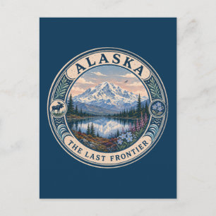 Alaska Landschapsillustratie Reis Kunst Badge Briefkaart