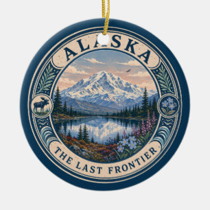 Alaska Landschapsillustratie Reis Kunst Badge Keramisch Ornament