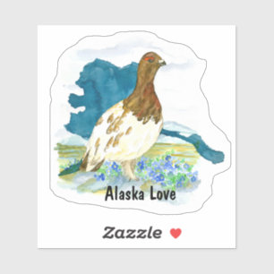 Alaska Love Willow Ptarmigan Bird Natuur Souvenir Sticker