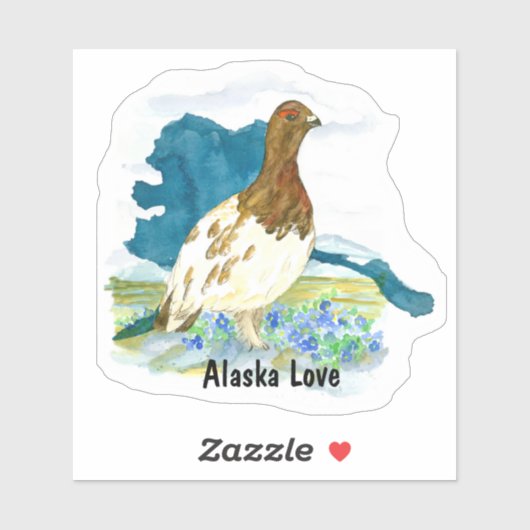 Alaska Love Willow Ptarmigan Bird Natuur Souvenir Sticker (Vel)