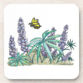 Alaska Lupine Waterverf Bier Onderzetter (Voorkant)