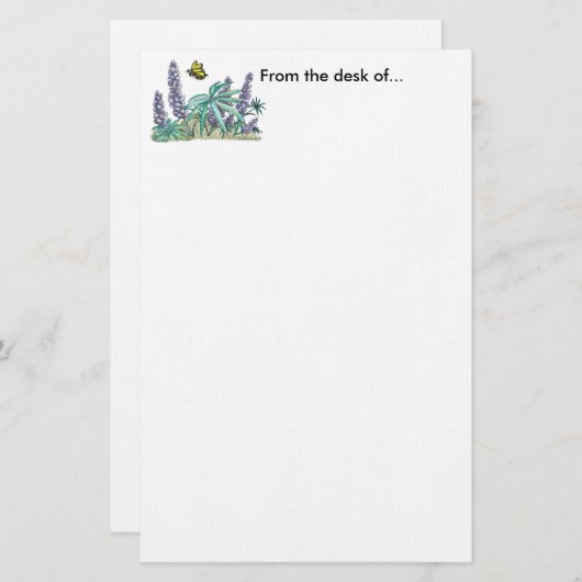 Alaska Lupine Waterverf Briefpapier (Voorkant / Achterkant)