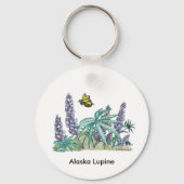 Alaska Lupine Waterverf Sleutelhanger (Voorkant)
