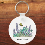 Alaska Lupine Waterverf Sleutelhanger (Voorkant)
