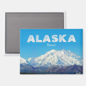 Alaska Magnet Souvenir Gift Denali Mountain (Voorkant / Achterkant)