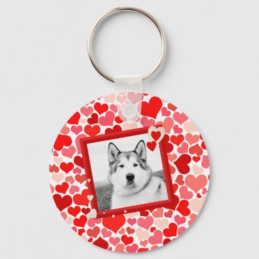 Alaska Malamute Hond Valentijns Hart Sleutelhanger (Voorkant)
