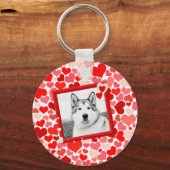 Alaska Malamute Hond Valentijns Hart Sleutelhanger (Voorkant)