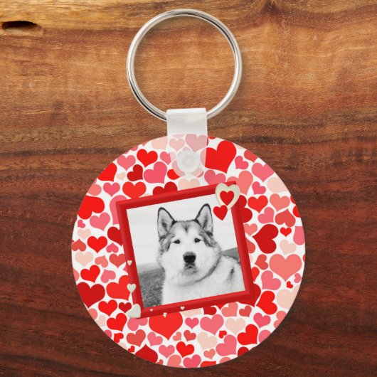 Alaska Malamute Hond Valentijns Hart Sleutelhanger (Voorkant)