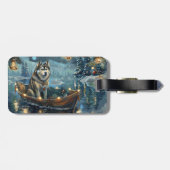 Alaska Malamute Kerst Feestelijke reis Bagagelabel (Achterkant horizontaal)