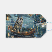Alaska Malamute Kerst Feestelijke reis Cadeaulabel (Voorkant (Horizontaal))