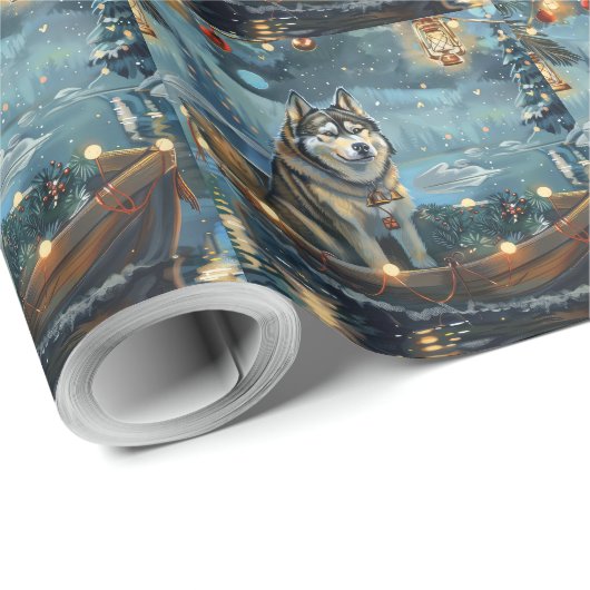 Alaska Malamute Kerst Feestelijke reis Cadeaupapier (Rol Hoek)
