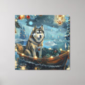 Alaska Malamute Kerst Feestelijke reis Canvas Afdruk (Voorkant)