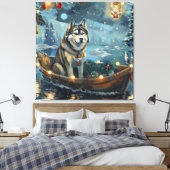 Alaska Malamute Kerst Feestelijke reis Canvas Afdruk (Insitu (Slaapkamer))