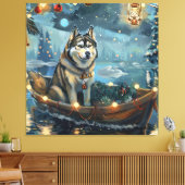 Alaska Malamute Kerst Feestelijke reis Canvas Afdruk (Insitu (Woonkamer))