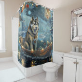 Alaska Malamute Kerst Feestelijke reis Douchegordijn (In situ)