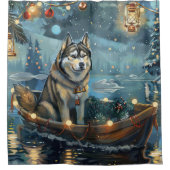 Alaska Malamute Kerst Feestelijke reis Douchegordijn (Voorkant)