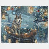 Alaska Malamute Kerst Feestelijke reis Fleece Deken (Voorkant (Horizontaal))