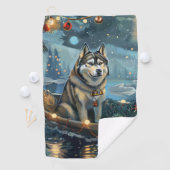 Alaska Malamute Kerst Feestelijke reis Golfhanddoek (Insitu)