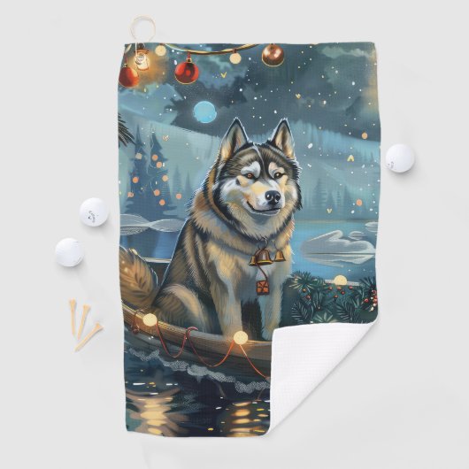 Alaska Malamute Kerst Feestelijke reis Golfhanddoek (Insitu)