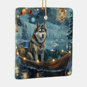Alaska Malamute Kerst Feestelijke reis Keramisch Ornament (Rechts)