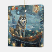 Alaska Malamute Kerst Feestelijke reis Keramisch Ornament (Links)