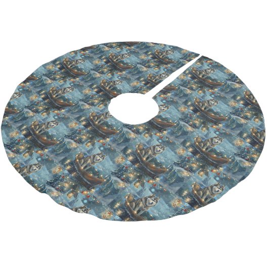 Alaska Malamute Kerst Feestelijke reis Kerstboom Rok (Gekanteld)