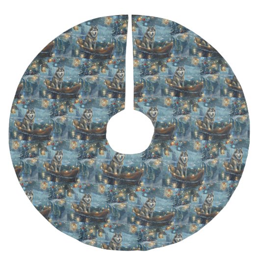 Alaska Malamute Kerst Feestelijke reis Kerstboom Rok (Voorkant)