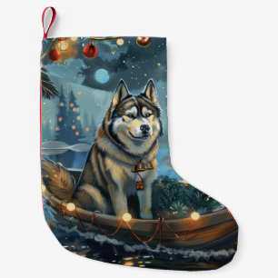Alaska Malamute Kerst Feestelijke reis Kleine Kerstsok