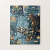 Alaska Malamute Kerst Feestelijke reis Legpuzzel (Verticaal)