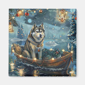 Alaska Malamute Kerst Feestelijke reis Magneet (Voorkant)