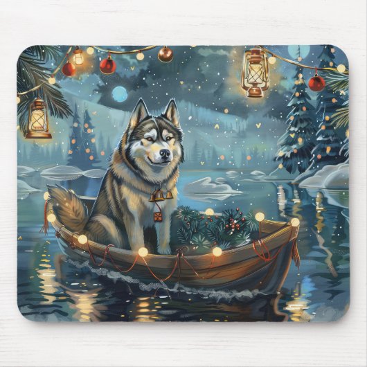Alaska Malamute Kerst Feestelijke reis Muismat (Voorkant)