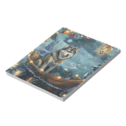 Alaska Malamute Kerst Feestelijke reis Notitieblok (Linkerzijde)