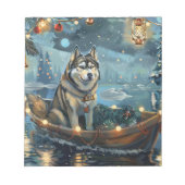 Alaska Malamute Kerst Feestelijke reis Notitieblok (Voorkant)