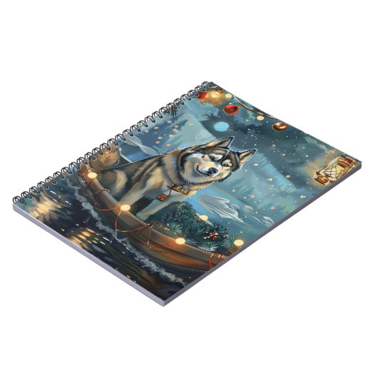 Alaska Malamute Kerst Feestelijke reis Notitieboek (Linkerzijde)