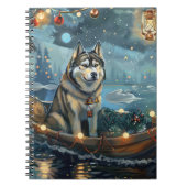 Alaska Malamute Kerst Feestelijke reis Notitieboek (Voorkant)