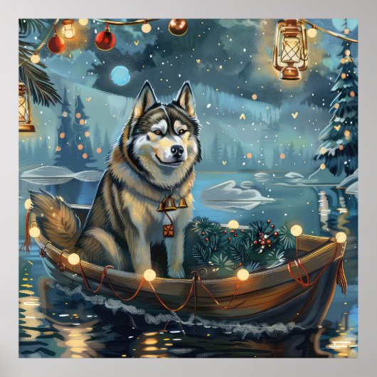 Alaska Malamute Kerst Feestelijke reis Poster (Voorkant)