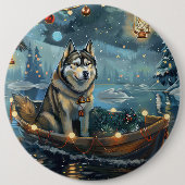 Alaska Malamute Kerst Feestelijke reis Ronde Button 6,0 Cm (Voorkant)