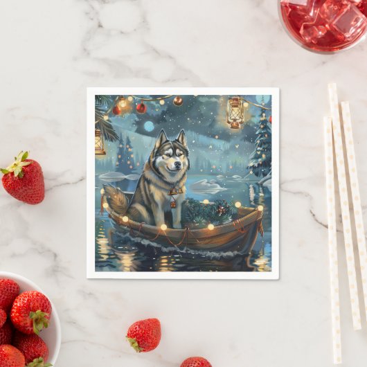 Alaska Malamute Kerst Feestelijke reis Servet (Insitu)