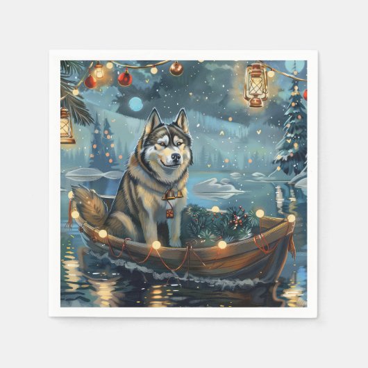 Alaska Malamute Kerst Feestelijke reis Servet (Voorkant)