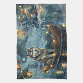 Alaska Malamute Kerst Feestelijke reis Theedoek (Verticaal)