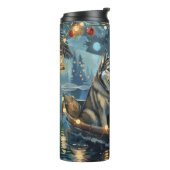 Alaska Malamute Kerst Feestelijke reis Thermosbeker (Gedraaid links)