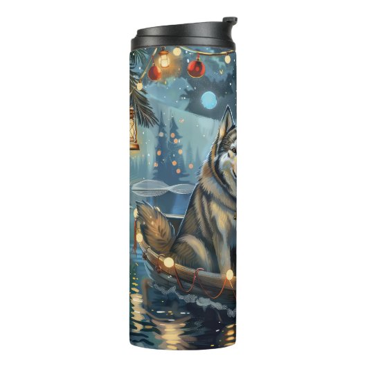 Alaska Malamute Kerst Feestelijke reis Thermosbeker (Gedraaid links)
